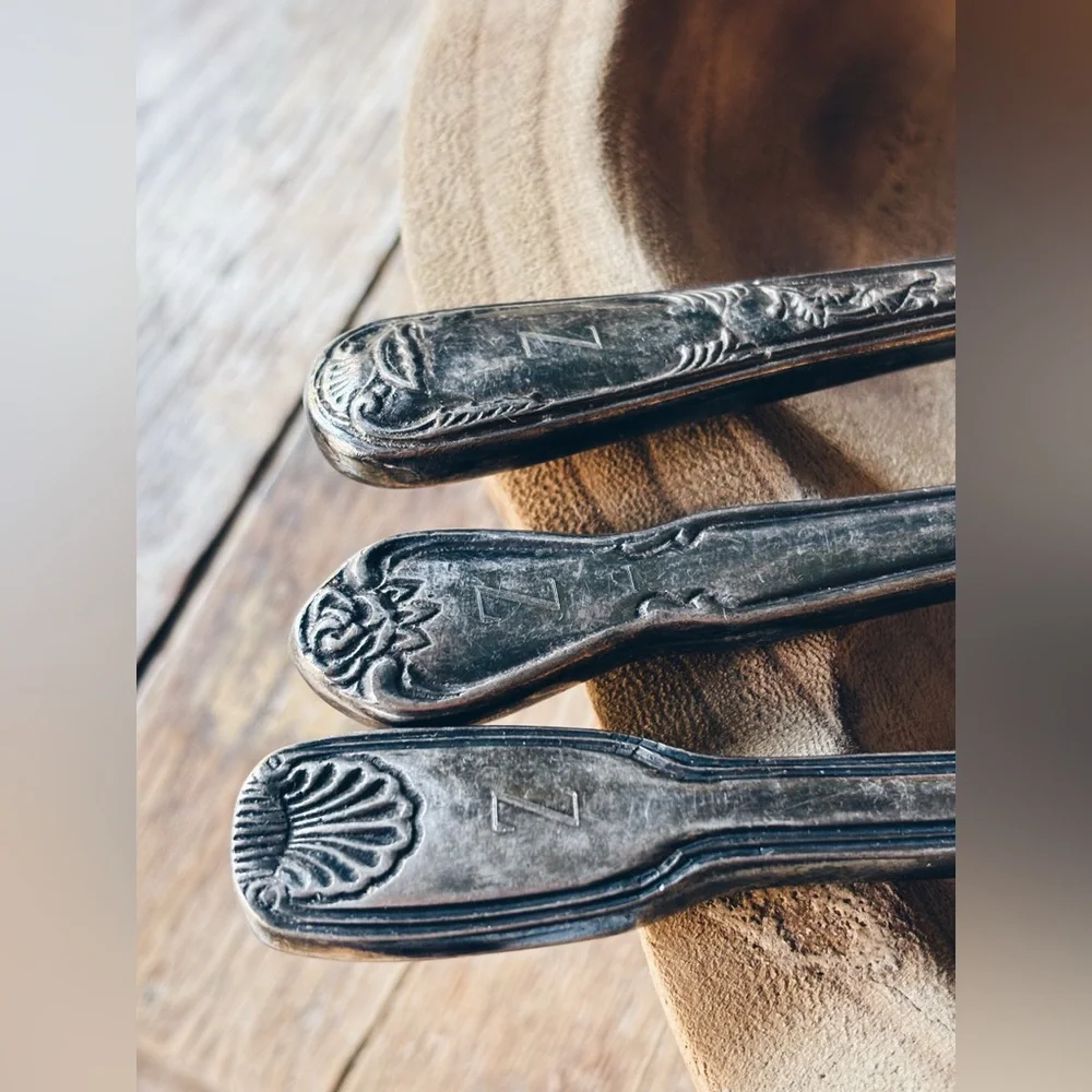 Vintage 3-Piece Stainless Serving Set Monogram Z Pie Server Spoon Fork